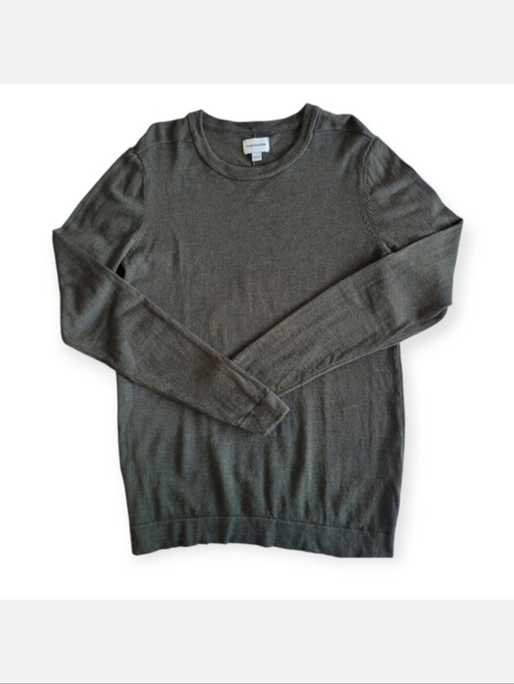 100% Merino Wool Crew Neck Sweater olive Green Brown size small